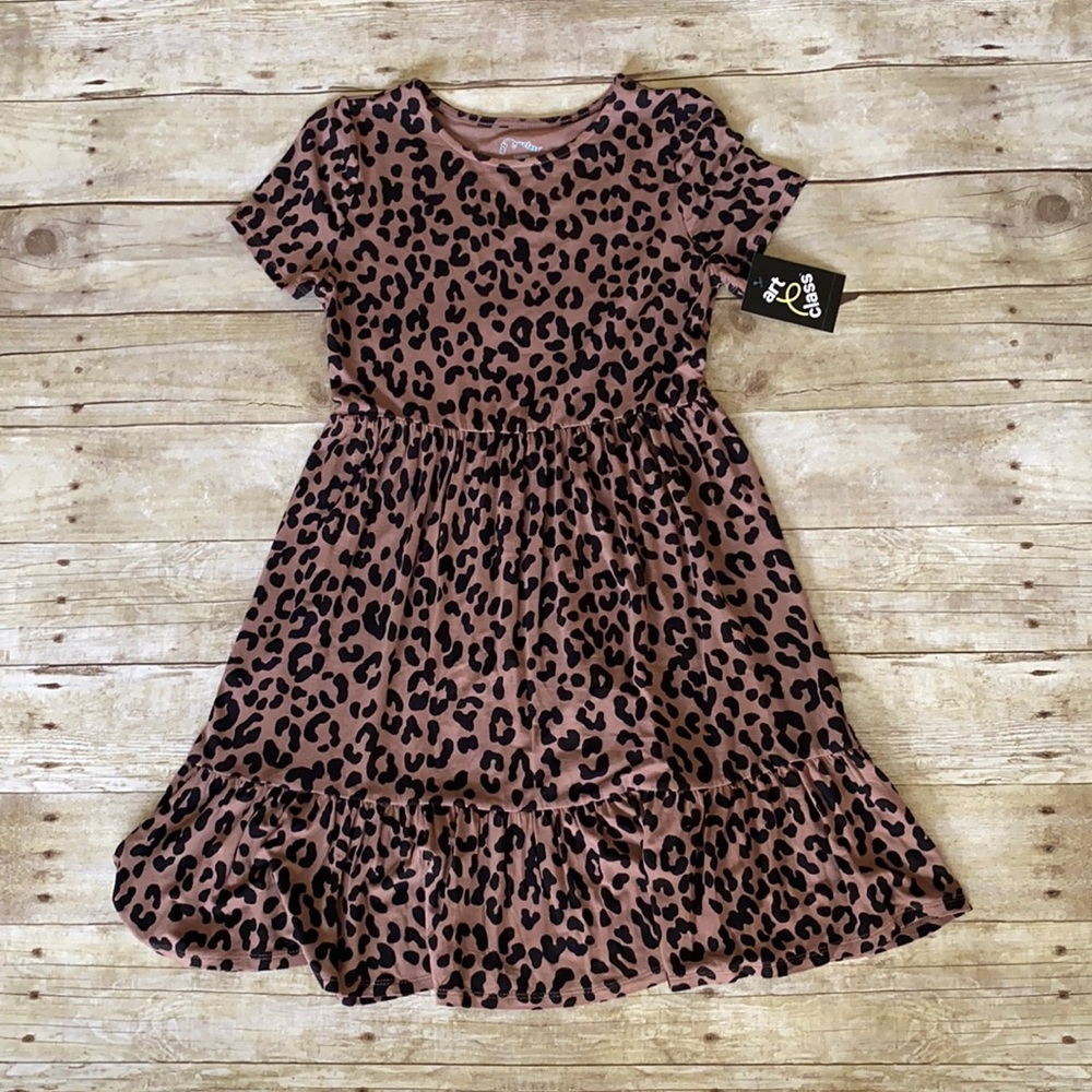 NWT Girls size Large 10/12 cheetah print Art Class dress